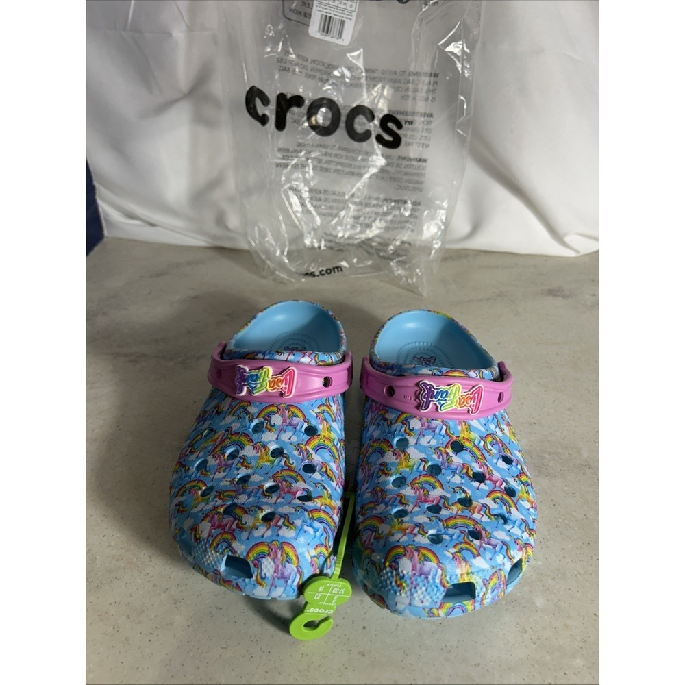 Kids Crocs Lisa Frank Unicorns Collectors Edition Clogs Blue Purple Size J5